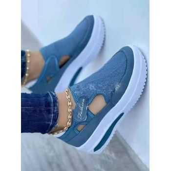 

Breathable Cut Out Flat Platform Shoes, Blue