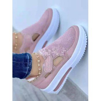 

Breathable Cut Out Flat Platform Shoes, Light pink