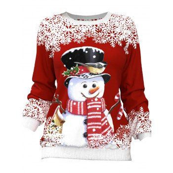 

Christmas Cute Snowman Snowflake Print Sweatshirt Raglan Sleeve Xmas Sweatshirt, Multicolor a