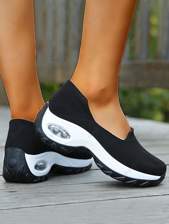 Chaussures Décontractées Respirantes en Blocs de Couleurs Rehaussement - Noir EU 38