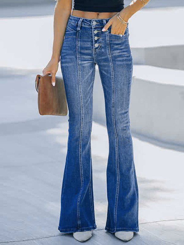 Blue Women's Flare Jeans from Dresslily