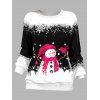 Sweat-shirt de Noël à Imprimé Bonhomme de Neige Mignon et Flocon de Neige à Manches Raglan - multicolor A L