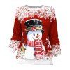 Sweat-shirt de Noël à Imprimé Bonhomme de Neige Mignon et Flocon de Neige à Manches Raglan - multicolor A 2XL