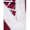 Robe de Noël Mi-Longue Panneau en Fausse Fourrure à Epaule Dénudée à Lacets - Rouge S