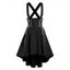 Jupe Haute Basse à Bretelle Boutonnée à Lacets - Noir XXXL