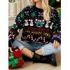 Cute Snowman Candy Letter Snowflake Graphic Ugly Christmas Sweater Drop Shoulder Mock Neck Sparkly Sequins Sweater - multicolor A 35