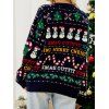 Cute Snowman Candy Letter Snowflake Graphic Ugly Christmas Sweater Drop Shoulder Mock Neck Sparkly Sequins Sweater - multicolor A 35