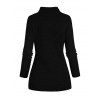 Pull Décontracté Drapé Chiné à Col Bénitier à Manches Longues - Noir XXXL