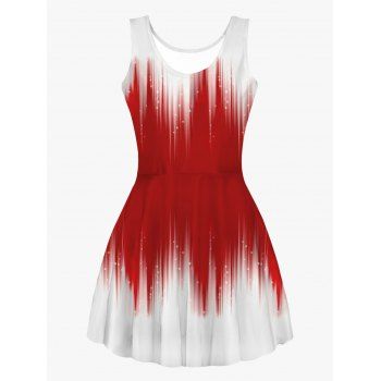 

Christmas Ombre Colorblock Print Cami Dress Sleeveless High Waist A Line Mini Dress, Multicolor