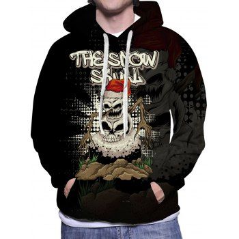 

Skull Letter Graphic Hoodie Kangaroo Pocket Drawstring Casual Hoodie, Multicolor