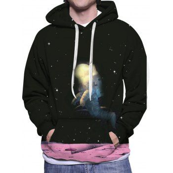 

Galaxy Astronaut Print Casual Hoodie Kangaroo Pocket Drawstring Drop Shoulder Hoodie, Multicolor