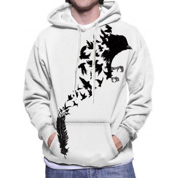 

Eagle Feather Print Hoodie Kangaroo Pocket Drawstring Casual Hoodie, Multicolor