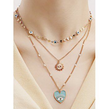 

Devil Eye Pendant Layered Chain Necklace, Turquoise