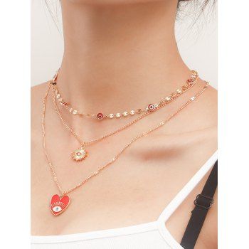 

Devil Eye Pendant Layered Chain Necklace, Red