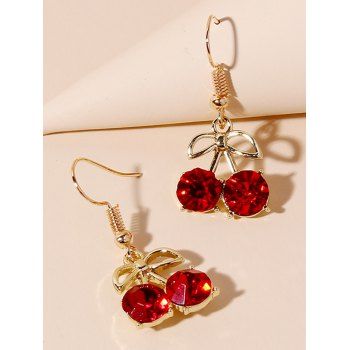 

Artificial Crystal Cherry Hook Drop Earrings, Golden