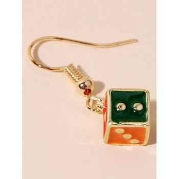 

Colorblock Dice Shape Hook Metal Drop Earrings, Golden