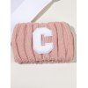 Bandeau de Sport Large Tricoté Motif de Lettre C - Rose clair 