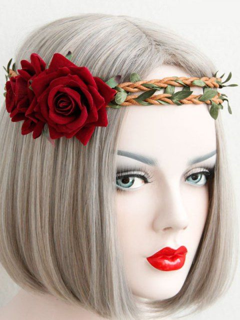 Accessoire Bandeau de Cheveux Motif Roses Feuilles pour Mariage
