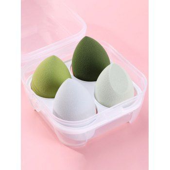 

4 Pcs Makeup Beauty Eggs Water Drop Sponge 4 in 1 Box Set Makeup Puff Cosmetics, Light green