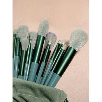 

13 Pcs Makeup Brushes Set Super Soft Portable Beginner Full Brushes Set, Green