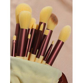 

13 Pcs Makeup Brushes Set Super Soft Portable Beginner Full Brushes Set, Yellow