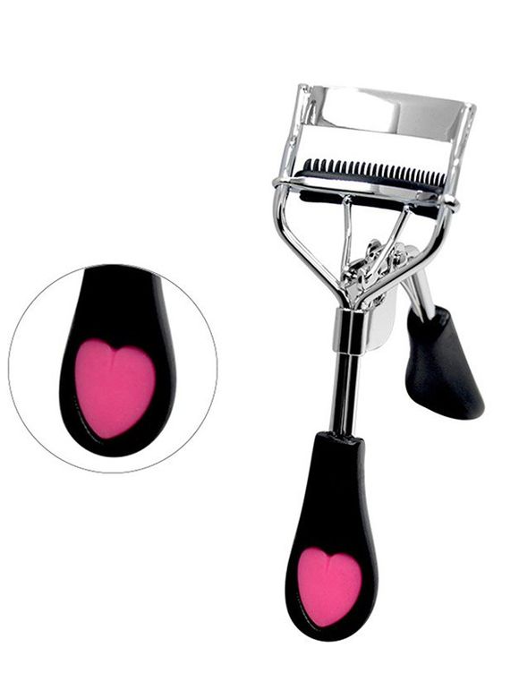 Outil Maquillage Recourbe-Cils à Angle Large en Forme de Cœur - Noir 