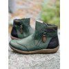 Colorblock Zippers PU Winter Flat Snow Boots - Vert EU 37