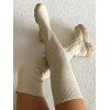 Solid Color Non Slip Zip Up Knit Panel Over The Knee Boots - Blanc EU 37