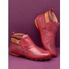 Stitching Flat Casual Velcro Boots - Rouge EU 38