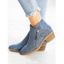 Contrast Side Zipper Chunky Heel Boots - Bleu EU 38