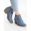 Contrast Side Zipper Chunky Heel Boots - Bleu EU 38