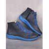 Side Zipper Lace Up Casual PU Ankle Boots - Bleu EU 37