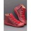 Side Zipper Lace Up Casual PU Ankle Boots - Rouge EU 38