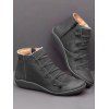 Side Zipper Lace Up Casual PU Ankle Boots - Gris EU 35
