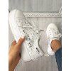 Hollow Out Mesh Lace Up Running Shoes Solid Color Shoes - Blanc EU 37