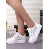 Hollow Out Mesh Lace Up Running Shoes Solid Color Shoes - Blanc EU 37