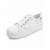 Hollow Out Mesh Lace Up Running Shoes Solid Color Shoes - Blanc EU 39