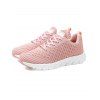 Textured Sports Shoes Plain Color Lace Up Running Shoes - Rose clair EU 37