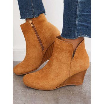 

Zipper Boots Thick Heels Slit Casual Boots, Coffee