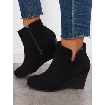 

Zipper Boots Thick Heels Slit Casual Boots, Black