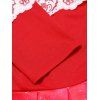 Mini Robe Ligne A Ceinturée à Imprimé Fleur et Flocon de Neige à Epaule Dénudée de Noël - Rouge S