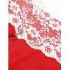 Mini Robe Ligne A Ceinturée à Imprimé Fleur et Flocon de Neige à Epaule Dénudée de Noël - Rouge M
