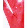 Mini Robe Ligne A Ceinturée à Imprimé Fleur et Flocon de Neige à Epaule Dénudée de Noël - Rouge M