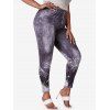 Legging D'Halloween à Imprimé 3D Toile D'Araignée de Grande Taille en Denim - Noir L