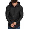 Plain Color Long Hoodie Drawstring Full Sleeve Curved Hem Casual Sweatshirt With Hood - BLACK L