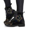 Vintage Boots Sun Moon Pattern Lace Up Thick Heels Retro Matin Boots