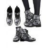 Gothic Boots Skull Flower Pattern Lace Up Thick Heels Matin Boots - Gris EU 35