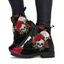 Gothic Boots Skull Flower Pattern Lace Up Thick Heels Matin Boots - WHITE EU 42