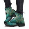 Vintage Boots Sun Moon Pattern Lace Up Thick Heels Retro Matin Boots - Vert EU 35
