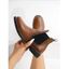 Rivet Faux Leather Boots Retro Thick Heel Slip On Martin Boots - Café profond EU 37